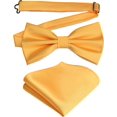 thumbnail image 1 of LAICAIW Mens Solid Color Double Fold Pre-tied Bow Tie and Pocket Square Set, 1 of 7