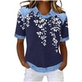 thumbnail image 2 of Blczomt Summer Womens Shirts Blue Graphic Dressy T Shirt Collared Trendy Short Sleeve,XL, 2 of 5
