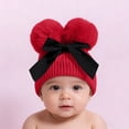 thumbnail image 2 of Double Bowknot Baby Hat, Winter Knitted Woolen Beanie for & Toddlers, Thick Warm Soft Yarn with Double Pompom, Ideal for Cold Weather, 2 of 4