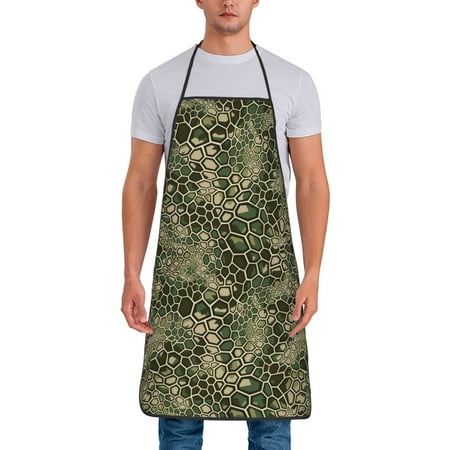 

Matuu Green Snake Skin for Cooking Apron for Men and Women Adjustable Strap and Waist Ties for Baking Cooking Gardening