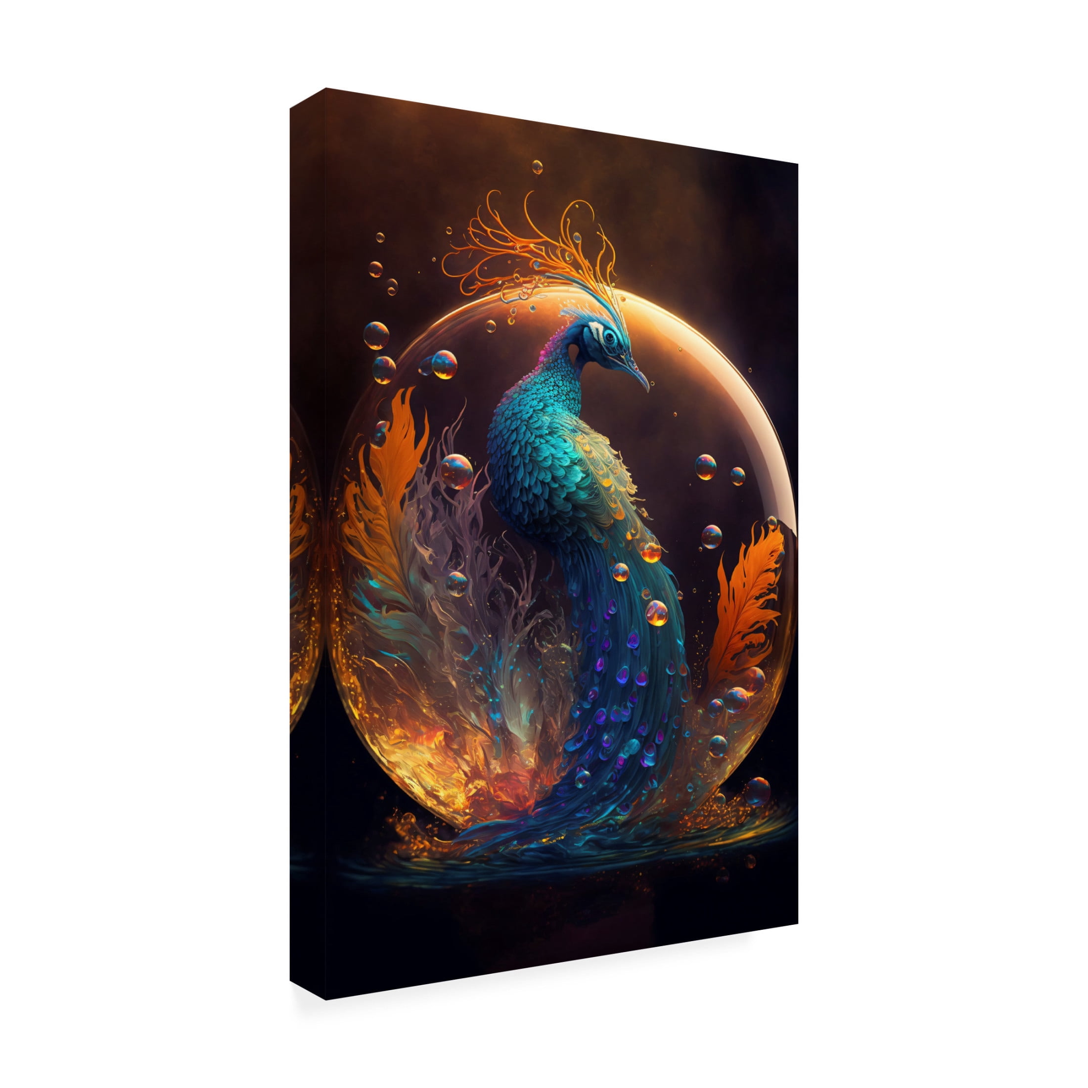 Canvas Wall Art - Ray Heere 'Proud Peacocks 27' Wall Art for Living Room, Bedroom, or Office Décor by Trademark Fine Art - 12 x 19 Inches
