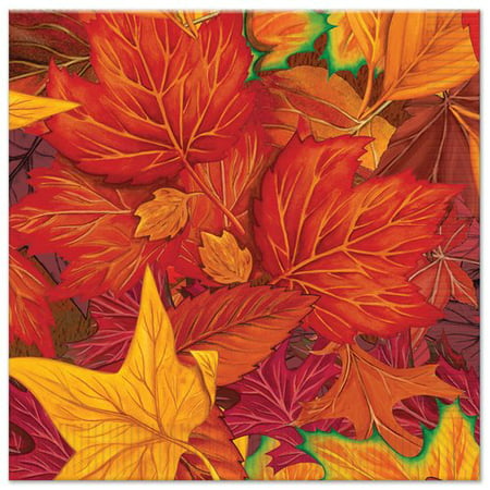 The Holiday Aisle Fall/Thanksgiving Leaf Beverage Napkins (Set of 16)