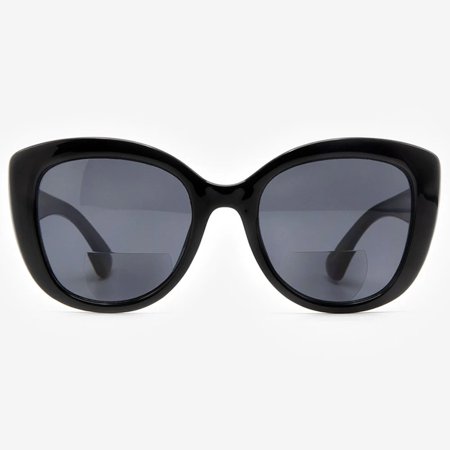 Bifocal Sunglasses for Women - Reader Sunglasses with Bifocals - Oversized Butterfly Cat Eye Reading Sun Glasses with Built In Readers - Barletta by VITENZI in Black 1.75
