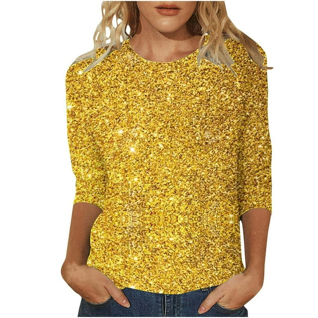 Ketyyh-chn99 T-Shirt à Manches Longues Femme Mode Tendance Ample Mignon à Manches Longues Col Rond Tunique Ligne A Blouse Jaune,P