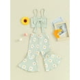 thumbnail image 3 of Bagilaanoe 2pcs Toddler Baby Girl Pants Set Sleeveless Cami Tops + Flower Print Flare Trousers 12M 18M 24M 3T 4T 5T Kids Casual Clothes, 3 of 9