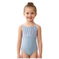 thumbnail image 3 of Girls Camisole Leotard with Sparkle Star Print and Bow Straps,Ballet Dance Bodysuit, 3 of 7