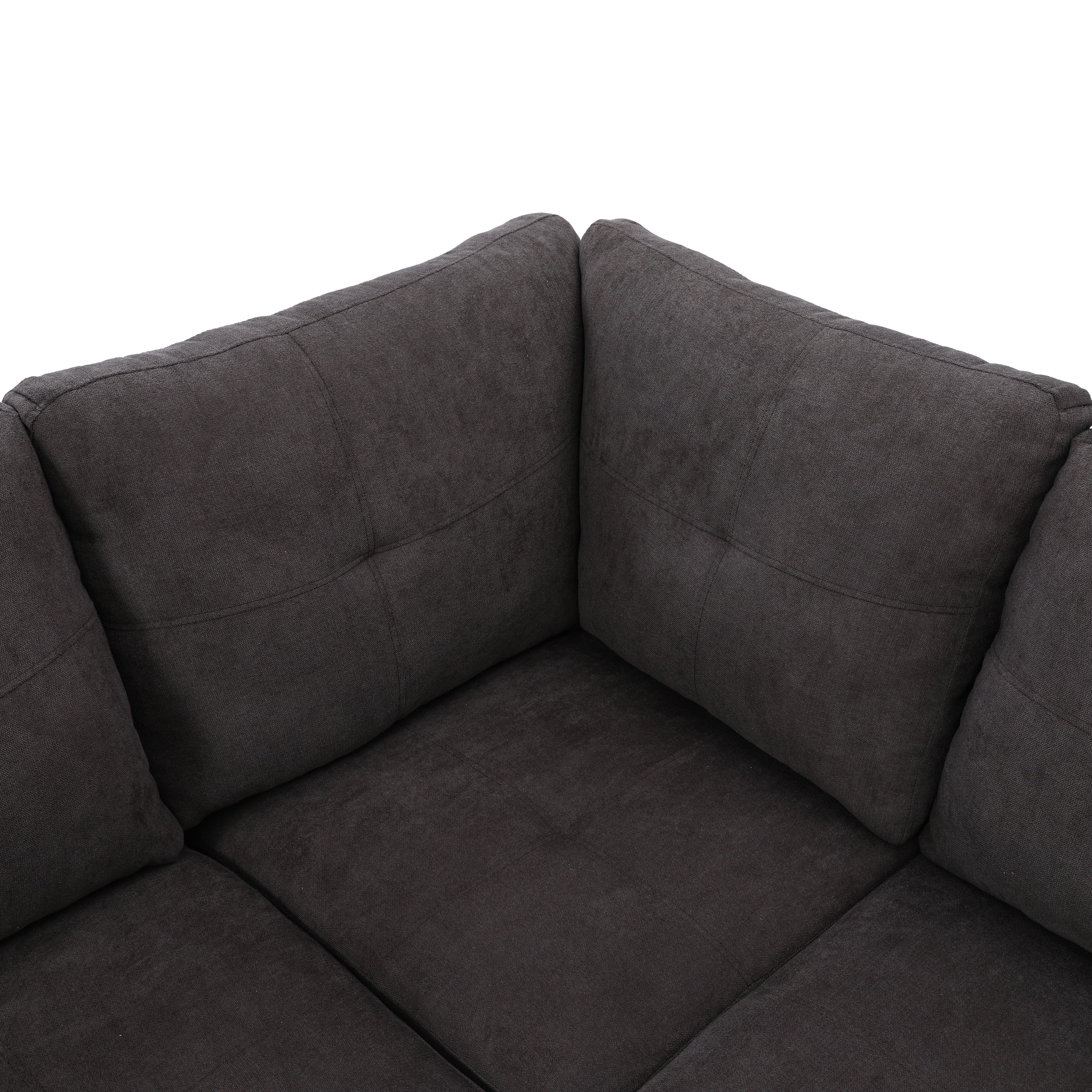 MAYEERTY 97" Modern 3-Piece Fluffy Fabric Couch Set - Dark Brown, Rich Plush Tone, Warm Living Room Seating