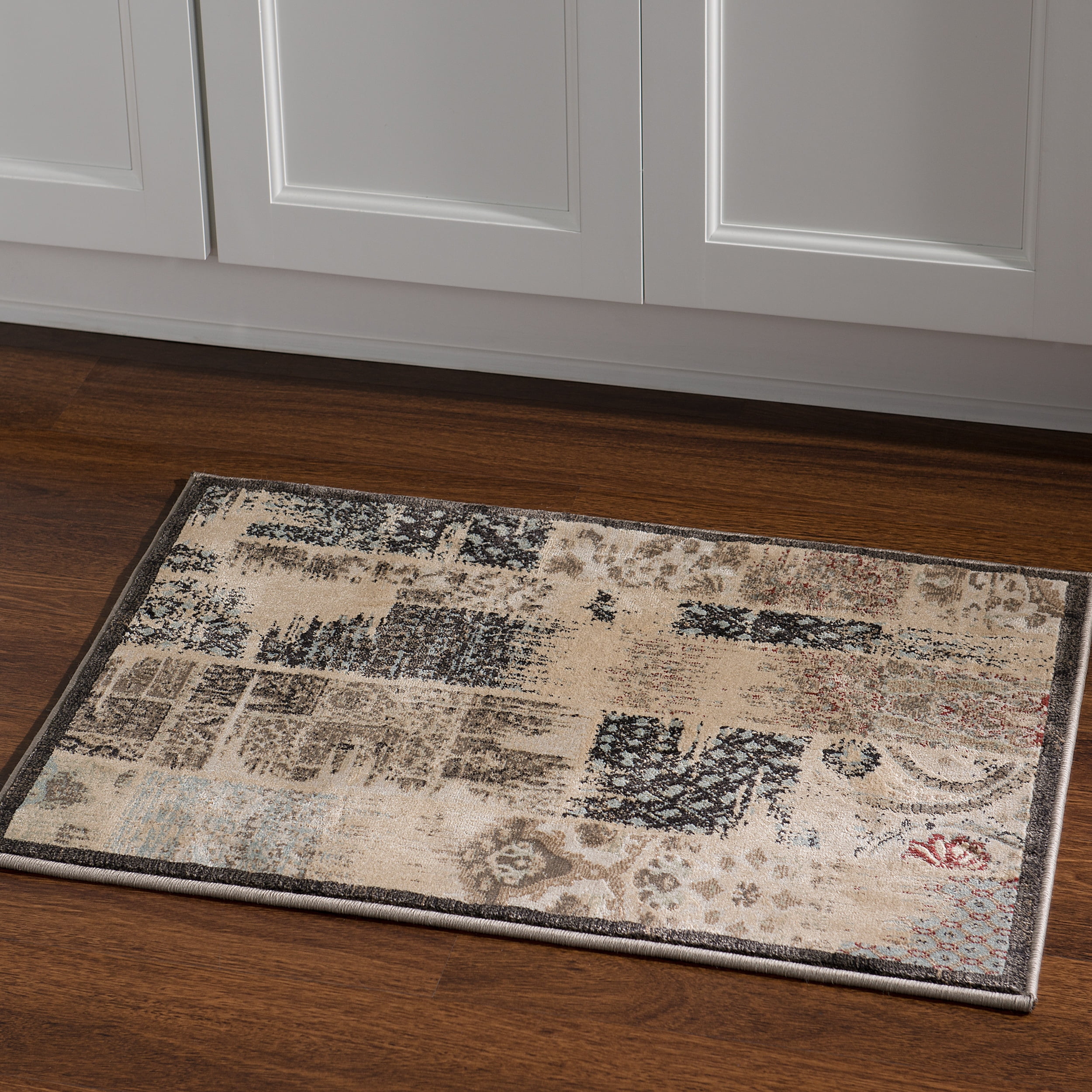 Jewel Patchwork Area Rug Beige 8x10 Powerloomed 100% Polypropylene Transitional