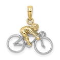 thumbnail image 3 of FJC Finejewelers 10k Two-tone Gold 3d Bicycle with Ridertwo-color Charm, 3 of 7