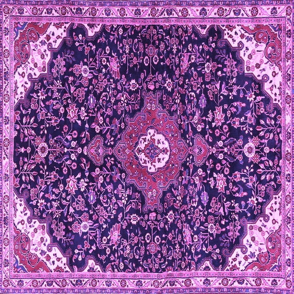Ahgly Company Indoor Square Medallion Purple Traditional Area Rugs, 3' Square
