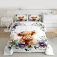 thumbnail image 2 of Homewish Kawaii Brown Cow Bedding Comforter Set for Kid, Farmhouse Animal Twin Comforter Sets, Watercolor Rustic Flower Reversible Bedding Set, Microfiber Bedroom Decor, 2-Piece, 2 of 8