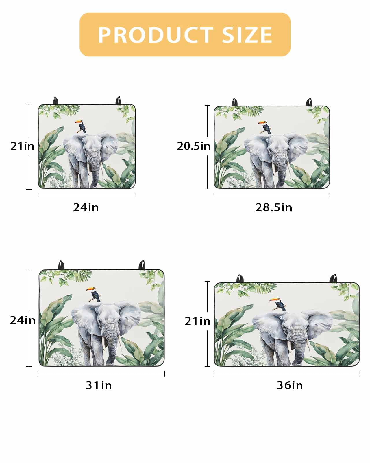 nqOlkjepod Large Induction Cooktop Protector Mat 36"x21", Tropical Elephant Bird Stove Top Covers for Electric Stove, Watercolor Summer Palm Leaf Stove Burner Cover Mats, Glass Top Stove Cover