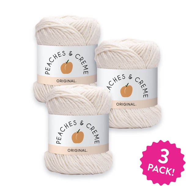 Peaches & Crème Cotton Yarn, Ecru, 2.5oz(70.9g), Medium, Cotton, 3 pack