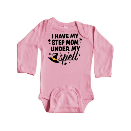 

Inktastic I Have My Step Mom Under My Spell with Cute Witch Hat Gift Baby Boy or Baby Girl Long Sleeve Bodysuit