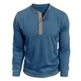 thumbnail image 3 of APEXFWDT Mens Waffle Knit Henley Top Long Sleeve Button Front Basic Shirt Cabin & Lounge Wear Essential, 3 of 7
