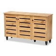 thumbnail image 2 of Baxton Studio Gisela Modern and Contemporary Oak Brown Finished Wood 3-Door Shoe Storage Cabinet, 2 of 10