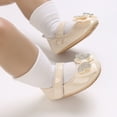thumbnail image 2 of XIMIN Infant Toddler Baby Girl Dress Shoes Mary Jane First Walking PU Leather Princess Wedding Rubber Sole Non-Slip Ballet with Bowknot Floral Flats Baptism Shoes (6-12 Months, Beige), 2 of 5