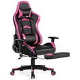 thumbnail image 6 of Gymax Gaming Desk&Massage Gaming Chair Set w/ Footrest Monitor Shelf Power Strip Pink, 6 of 10