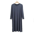 thumbnail image 3 of Kureaily Male Solid Color Long Sleeve Round Neck Nightdress Robe Homewear Summer Pajamas, 3 of 4