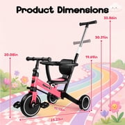 WLRETMCI Toddler Balance Bike for Boys and Girls Age 2 to 5 Years, 12 Inch Kids Training Balance Bicycle with Adjustable Seat and Handlebar, Pink