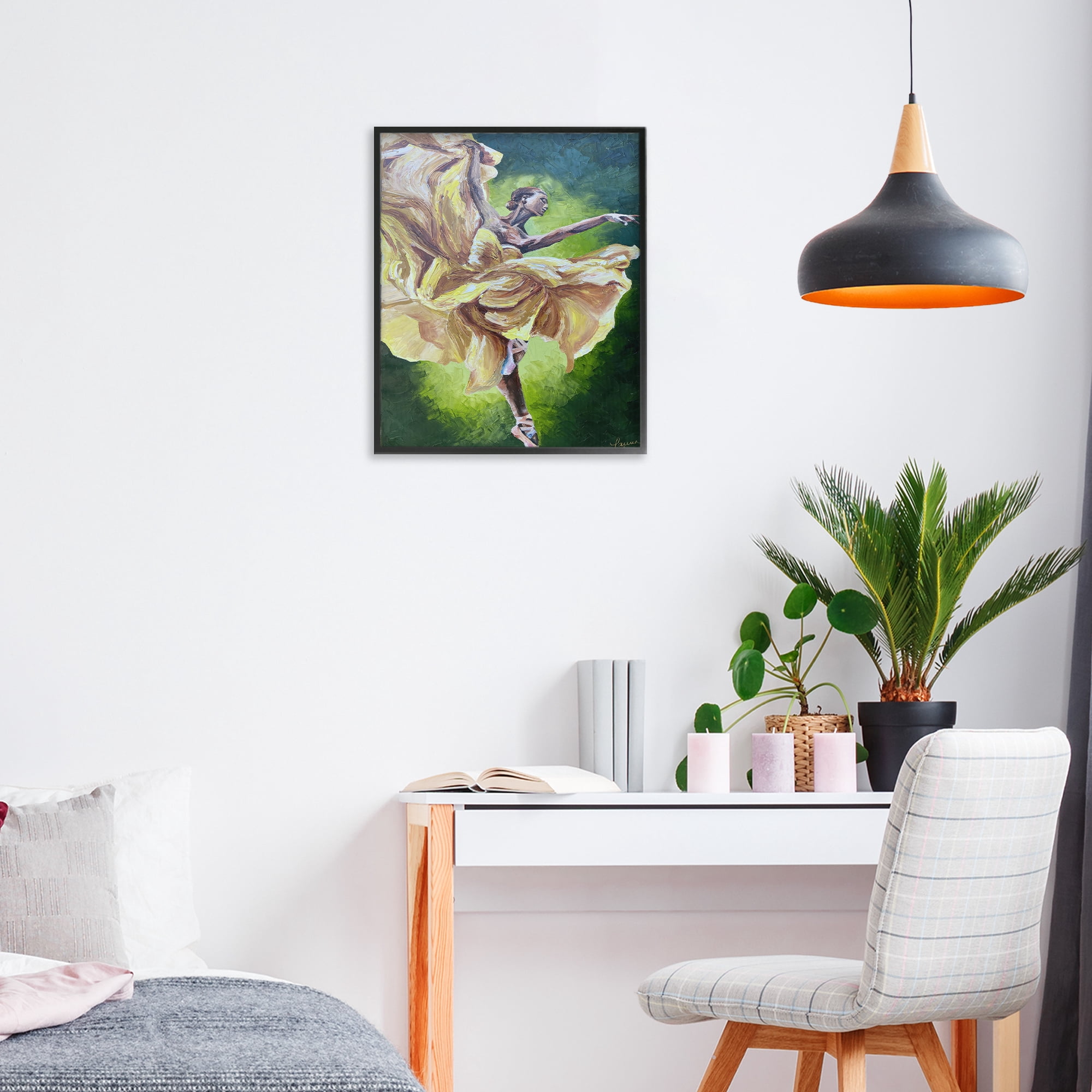 Stupell Industries Primavera Ballet Dancer Black Framed Giclee Art, design by Lauren Luna