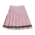 thumbnail image 3 of Pleated Skirts for Women Solid Color Basic Skirt with A line Design Elactic Waist School Casual Womens Mini Skirts Pink L, 3 of 4