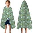 thumbnail image 3 of Green Alligators Icons Pattern Hooded Bath Towel，50"x30" for Ages 3 To 12 Kids, Quick Dry Lightweight Soft Microfiber Hood Beach Towel Cover Up for Kids, 3 of 7