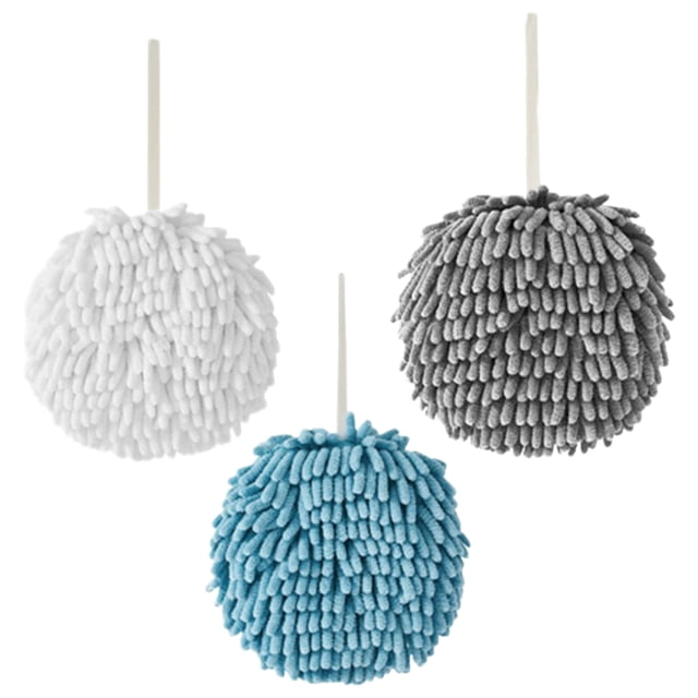 HINTRMENT 3Pcs Fuzzy Ball Hand Towels with Hanging Loop Microfiber for SPA