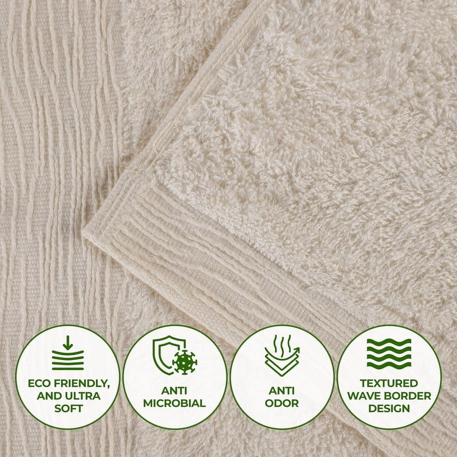Superior Rayon From Bamboo Soft 9-Piece Towel Set, Cotton Blend Modern Towels, Ivory