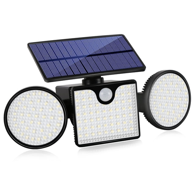 1pc/2pcs LED Solar Motion Sensor Wall Lights, Outdoor Solar Garden Lights With 3 Adjustable Heads, Security LED Flood Light, Solar Lights For Outside 230LED 2200LM