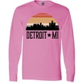 thumbnail image 3 of Inktastic Detroit Michigan Skyline Retro Long Sleeve T-Shirt, 3 of 5