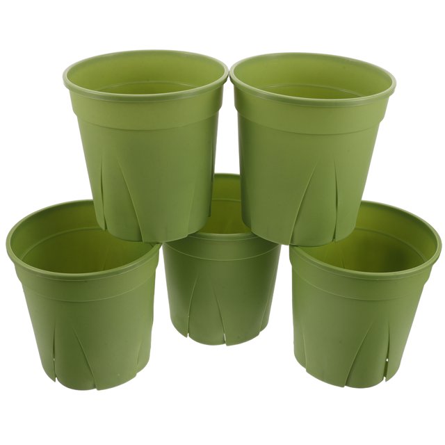 5 macetas redondas de plástico con orificios de drenaje para viveros. Macetas pequeñas para uso en interiores y exteriores.