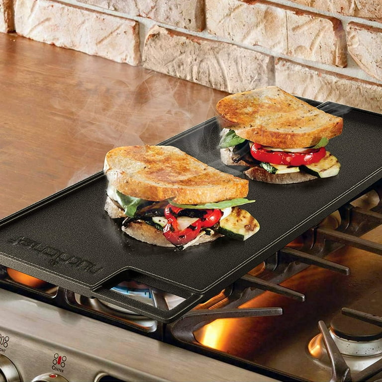 Gas Stovetop, Pre-Seasoned Square Cast Iron Reversible Grill/Griddle Pan,  10 X 10