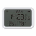 thumbnail image 2 of Tuya WiFi 2.4GHz 4 in 1 LCD Illumination Clock Smart Temperature Humidity Sensor Ndcxsfigh Para estrenar, 2 of 7