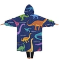 thumbnail image 2 of Oversized Wearable Blanket Hoodie,Colorful Dinosaurs Names Chart Pattern Sherpa Blanket Hoodie with Super Pockets,Super Warm Fuzzy Pullover for Women & Men, 2 of 6