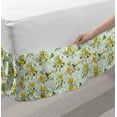 thumbnail image 2 of Watercolor Bed Skirt, Diamond Pattern Blooming Floral Arrangement Petals and Leaves, Elastic Bedskirt Dust Ruffle Wrap Around for Bedding Decor, 4 Sizes, Pale Green Yellow White, by Ambesonne, 2 of 2
