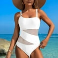 thumbnail image 4 of Puntoco Swimsuit for women 2025 Women's One Piece Swimsuit Crisscross Tummy Control Bathing Suit High Waisted Ruched Classic Retro Swimwear White 16-18(XL), 4 of 7