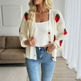 thumbnail image 2 of Ruimatai Women's Casual Strawberry Print V-Neck Long Sleeve Knit Cardigan Sweater Lightweight Soft Comfortable Tops for Spring Fall, 2 of 9