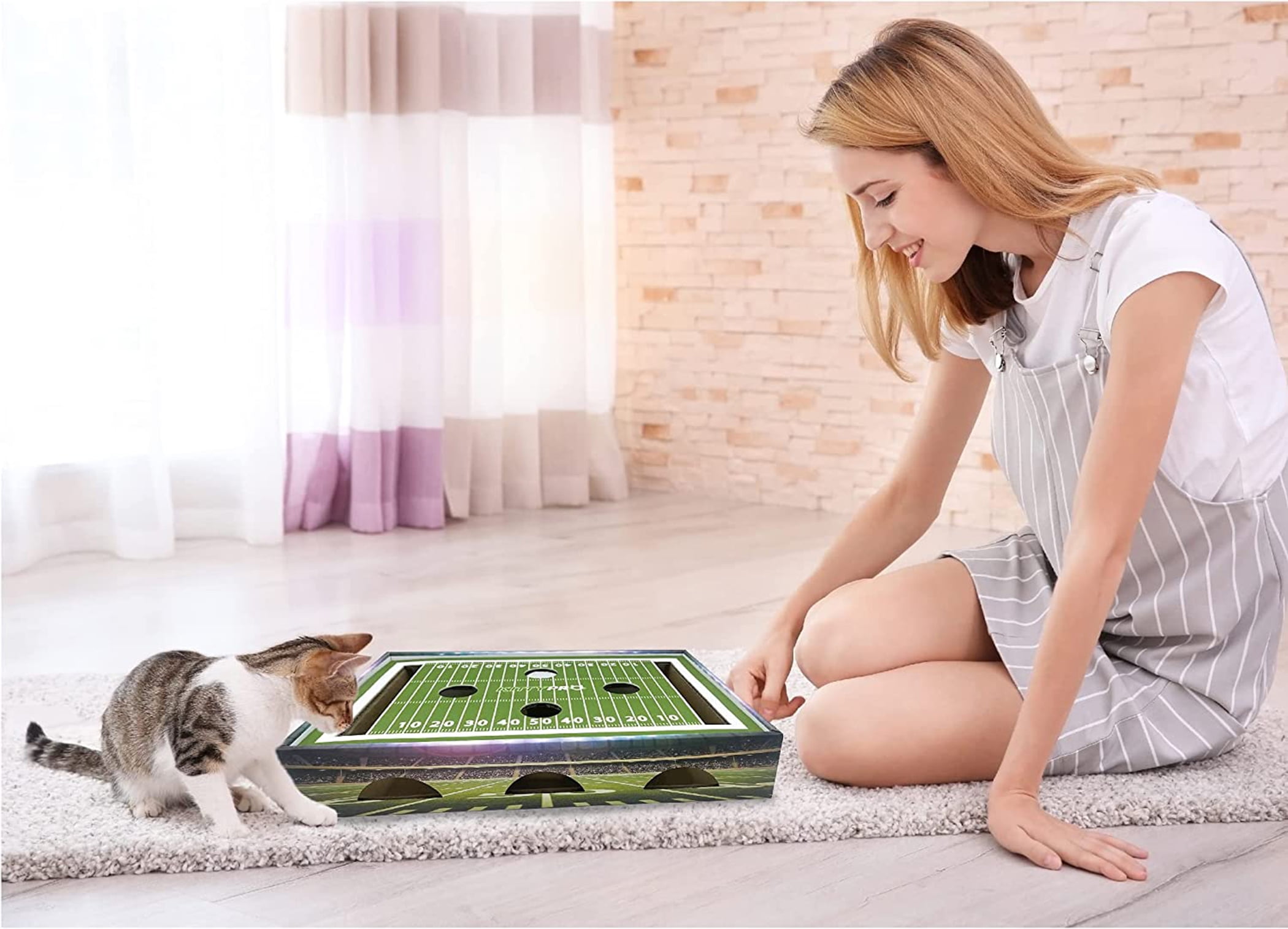 Pets First NCAA Cat Scratcher Box Football Field Designed Cat Scratcher & Lounge