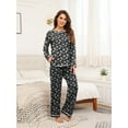 thumbnail image 4 of MINTREUS Women's Pajama Set Long Sleeve Sleepwear Set Soft Two Piece Matching Set with Pockets, 4 of 5