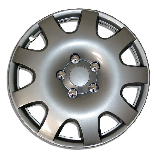 TuningPros WSC-502S15 Hubcaps Wheel Skin Cover 15-Inches Silver Set of 4