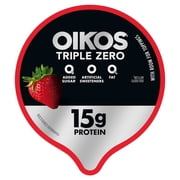 Oikos Triple Zero 15g Protein, 0g Added Sugar, Fat Free Strawberry Greek Yogurt Cup, 5.3 oz
