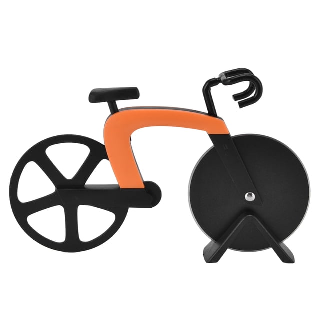 Rueda cortadora de pizza en forma de bicicleta Cuchillo para pizza de acero inoxidable Herramienta para cortar pizza de cocina Naranja
