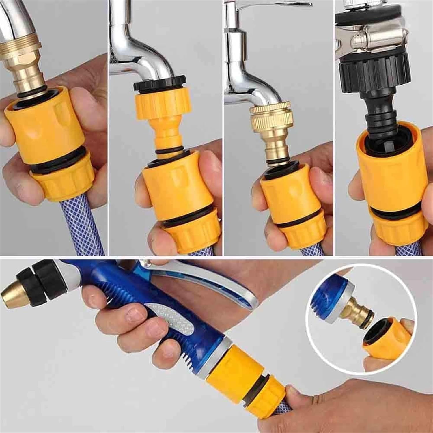 Durable Garden Hose Repair Kit, High-Strength Plastic Quick Connect Multipurpose Usage For Universal Compatibility, Easy Installation And Tight Sealing Support 1/2 Inch And 3/4