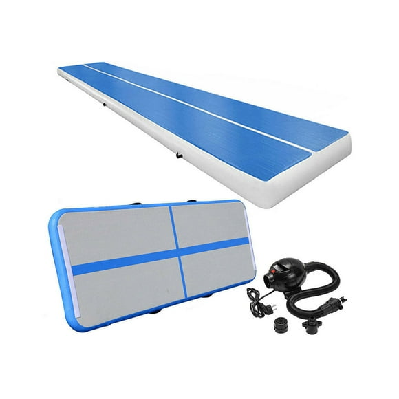 INTBUYING Inflatable Gym Mat Inflatable Gymnastics Tumble Track Gym Exercise Mat Sport Mat with Electric Pump 39*6.56*0.33 ft