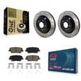thumbnail image 1 of Transit Auto Rear Coated Drilled Slotted Disc Brake Rotors and Ceramic Pads Kit for Car Genesis G70 Kia Stinger G80 KDC-101244, 1 of 11