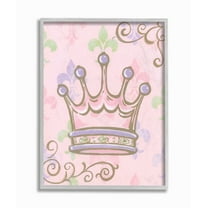 The Kids Room by Stupell The Kids Room by Stupell Crown with Fleur de Lis on Pink Background Framed Wall Art by Reesa Qualia