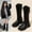 Black, variant on Eltusu Big Girls Riding Boots, Warm Solid Color No Slip Waterproof Winter Shoes Beige Size 1(Big Kids)