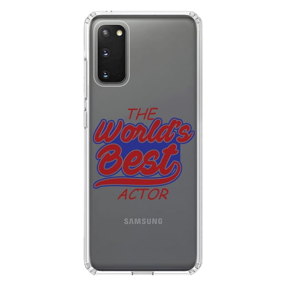DistinctInk Clear Shockproof Hybrid Case for Galaxy S20 / S20 5G (6.2" Screen) - TPU Bumper Acrylic Back Tempered Glass Screen Protector - The World's Best Actor