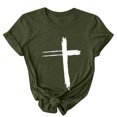 thumbnail image 5 of Daisyyozoid Nouvelles Arrivées Hauts pour Femmes Joyeuses Pâques Lettrage Imprimé Col Rond Manches Courtes Haut Manches Courtes Col Rond Chemise, 5 of 5